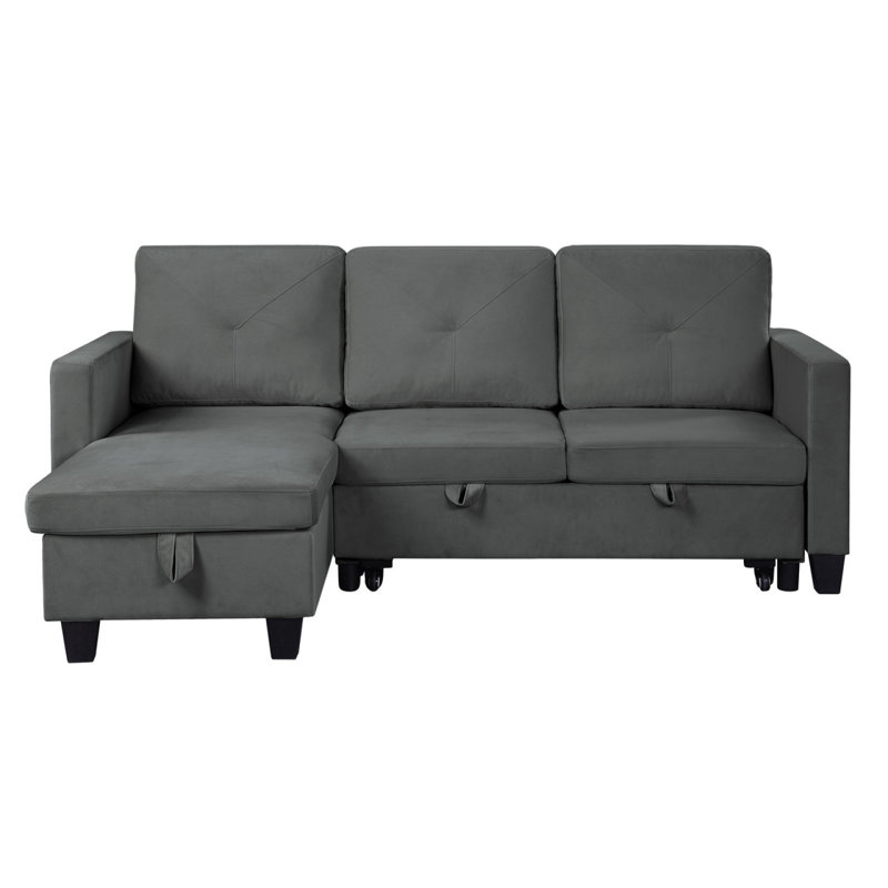 Canapé-lit modulaire réversible en velours 82,5 po Modern Canapé Nova, Gris foncé