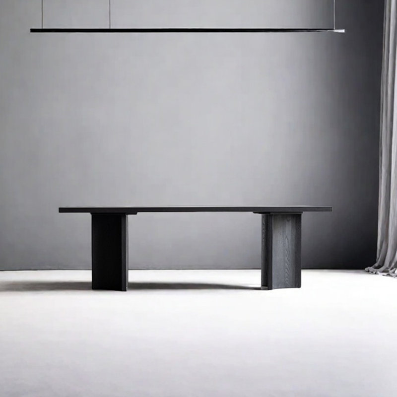 Table de salle à manger en bois de frêne noir carbonisé, H 29,53 po x L 86,61 po x l 31,5 po