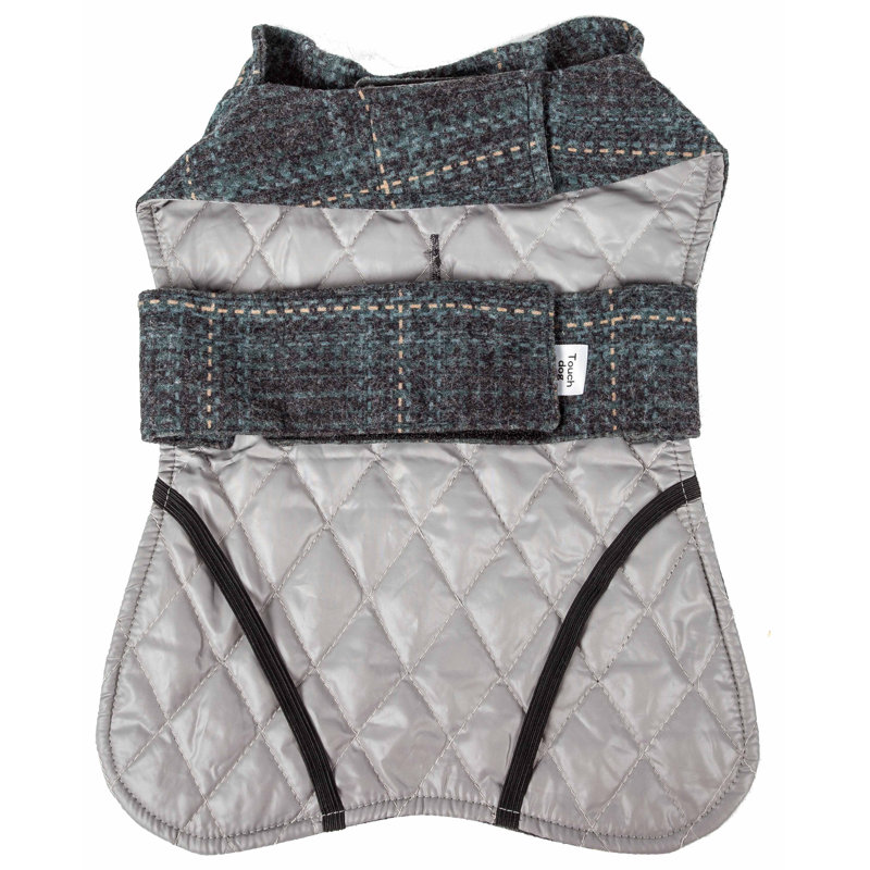 Ensemble 2 en 1 pour chien : veste à carreaux et tapis réversible assortis, taille TP, gris., X-small