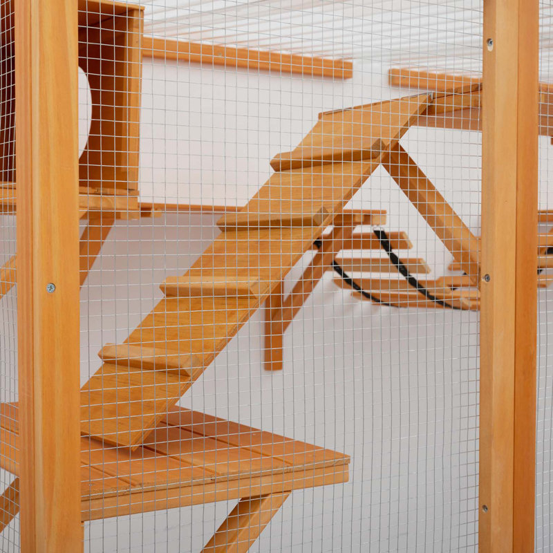 Maison pour chat extérieure Étagères pour chat Boîte de fenêtre pour chat en bois naturel