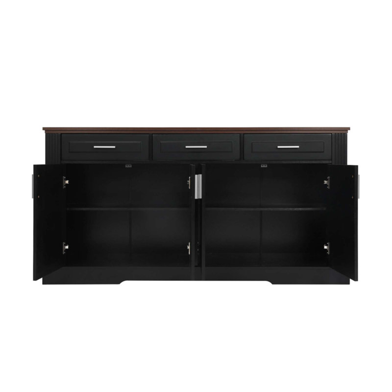 Buffet 63 "avec rangement cannelé avec rangement, Noir