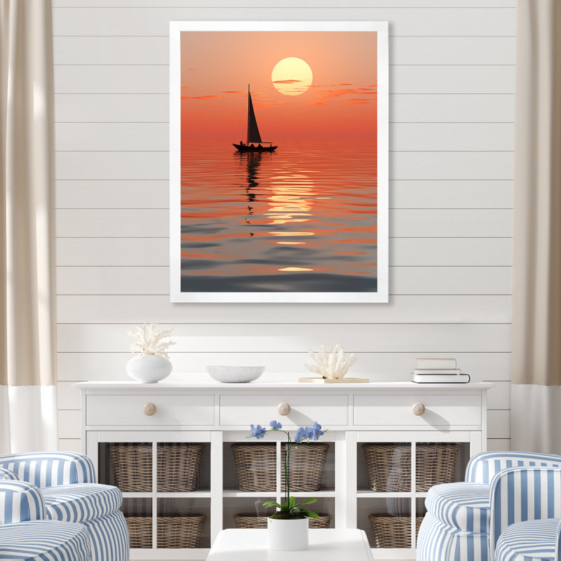 Coastal Sunset Serenity sur impression sur toile, H 20 po x l 12 po x P 1 po, Cadre photo blanc