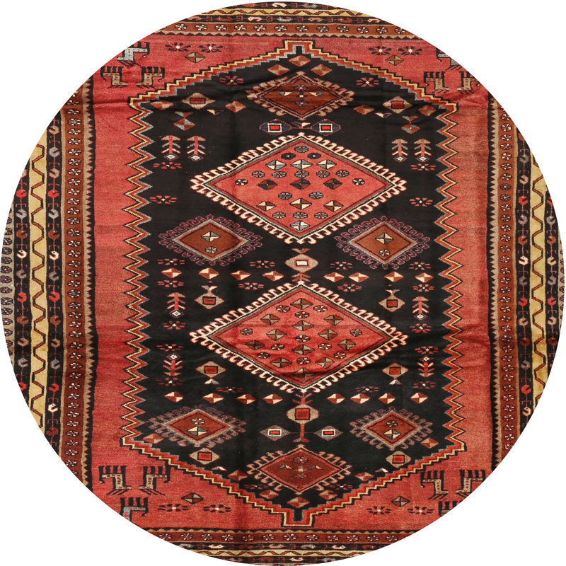 Tapis oriental multicolore tissé à la machine Oriental, Rond 3 pi