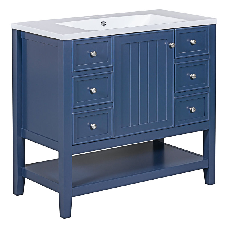 Meuble-lavabo de salle de bain avec lavabo, Bleu