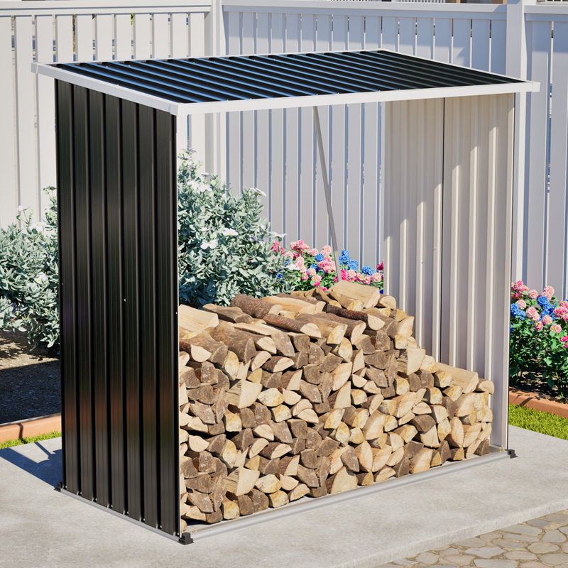 Outdoor Storage Shed, Firewood Rack and Patio Organizer