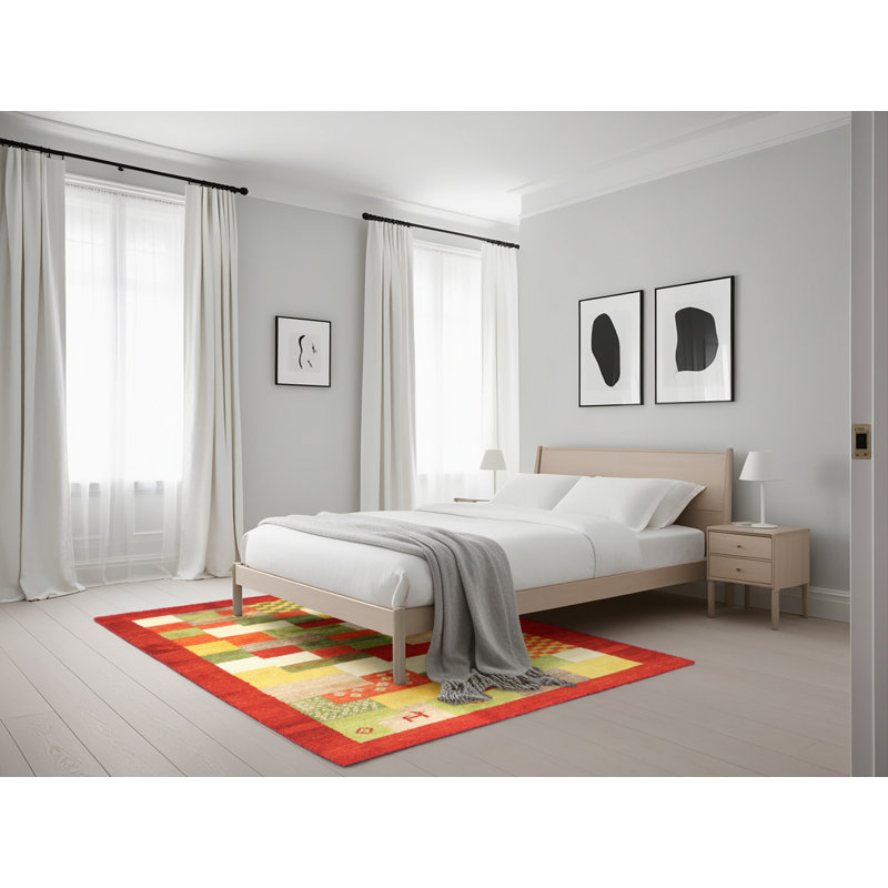 Tapis gris / rouge / vert Bornstein, Rectangle 5 pi x 7 pi