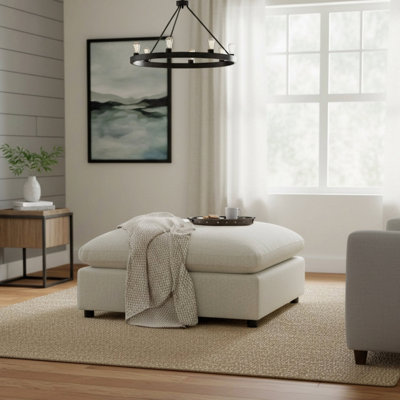 Tissu beige Cassandra Repose-pieds carré