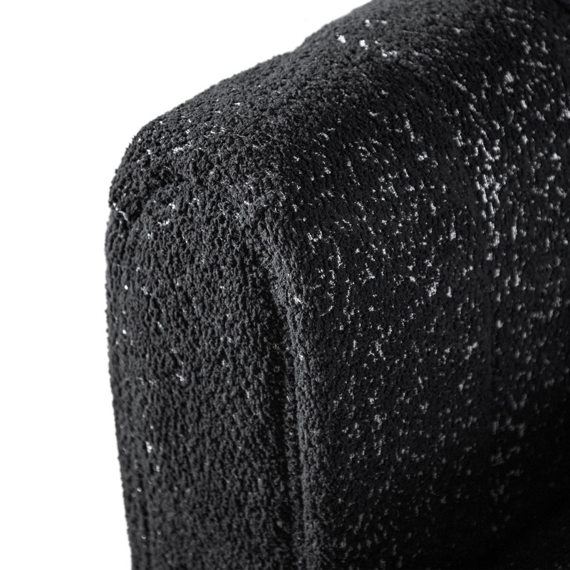Fauteuil demi-tonneau capitonné Celal Channel, Bouclé noir