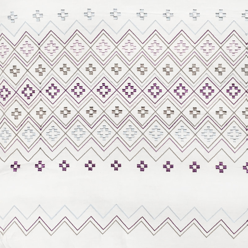 Aida Cotton Geometric Shapes Comforter, Queen, Violet