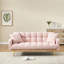 Lit rose en tissu de 69 pouces pour les petits espaces de vie, réglable à trois vitesses au lit, confortable et amovible, structure en bois massif et planche artificielle, 2 sièges, conception moderne faite de chambre à coucher