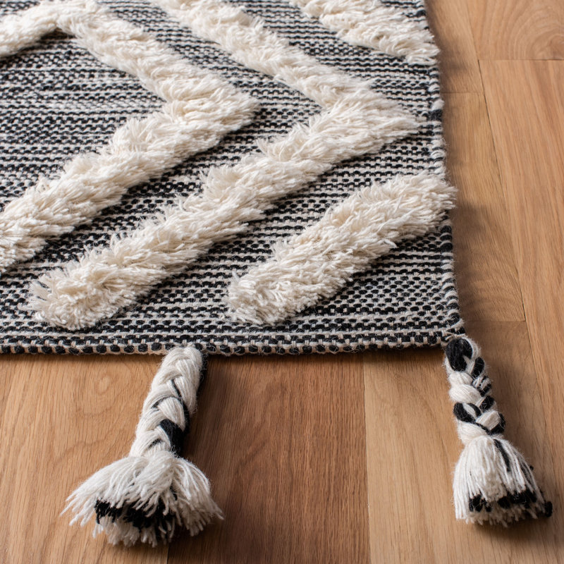 Alimatou Hand Tufted Wool Geometric Rug, Square 7'