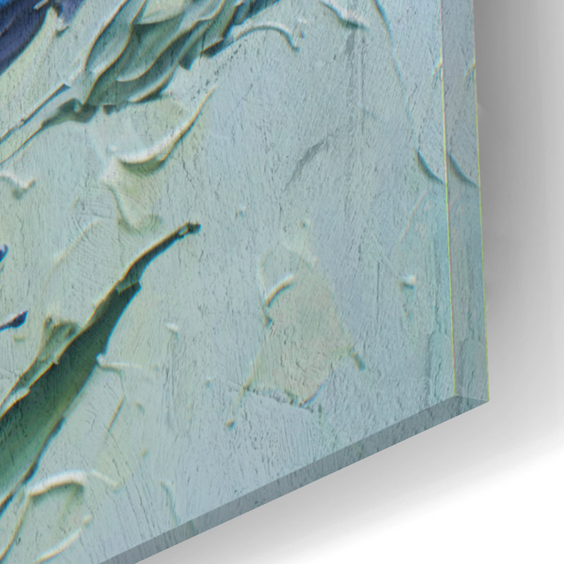  «Blue Abstract Flowers» par Svetlana Aleynikova, art mural en verre acrylique, 16 po x 12 po
