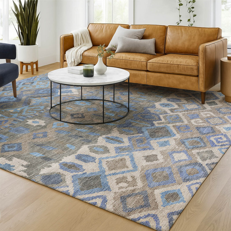 Premium Machine Washable Mayfield AMF2304 Casual Rug, Denim, 8' x 10'
