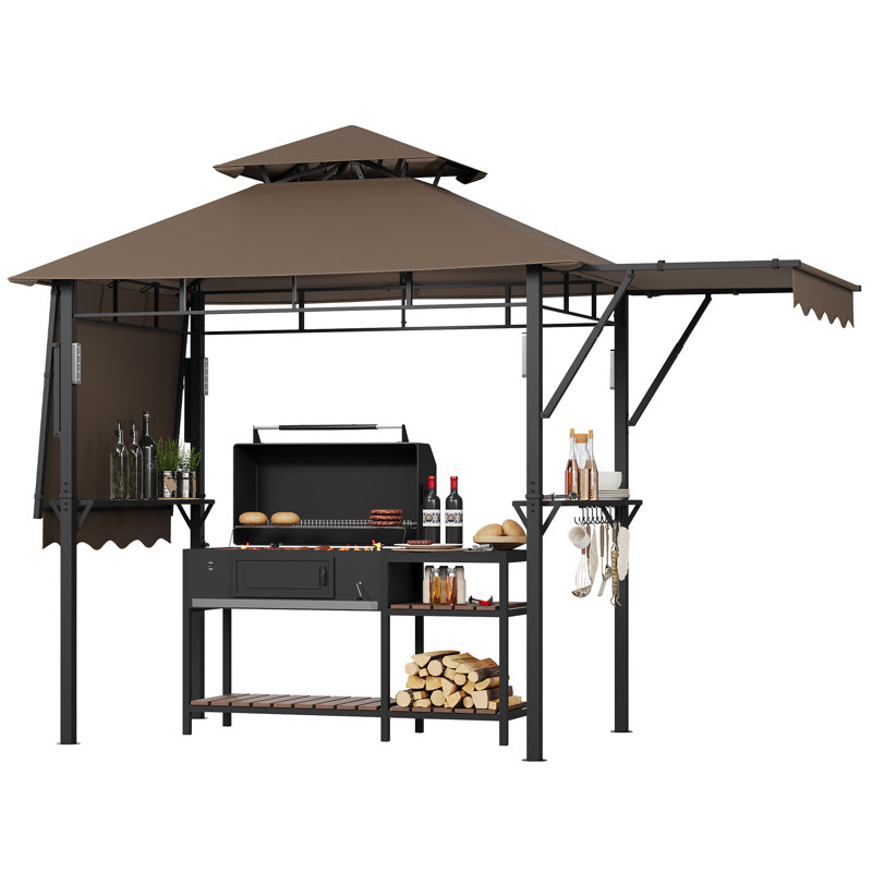 Abri à auvent durable pour patio extérieur, Marron foncé