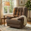 Lima Oversized Power Motion Recliner, Plush Tufted Dark Grey Faux Leather