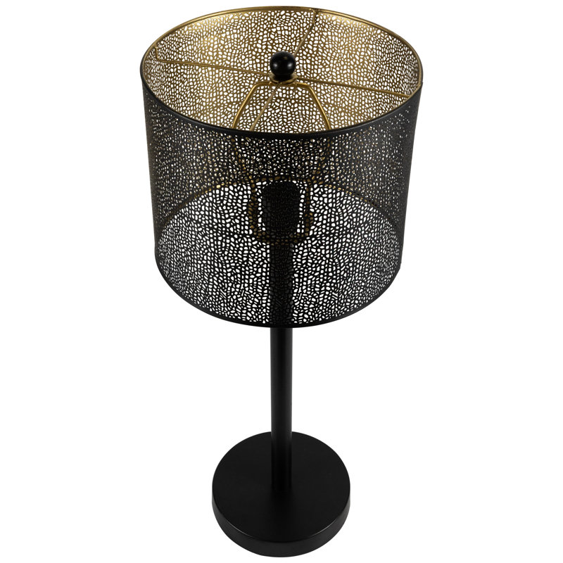 Lampe de table avec abat-jour en fer découpé au laser - 24,5 po - noir