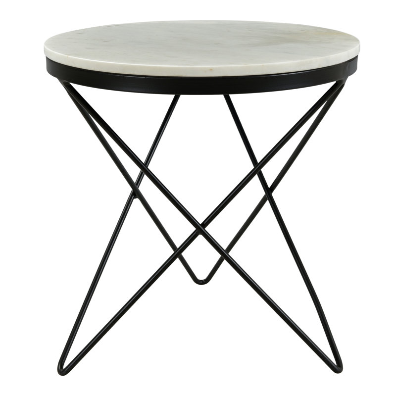 Haley Marble End Table, Black