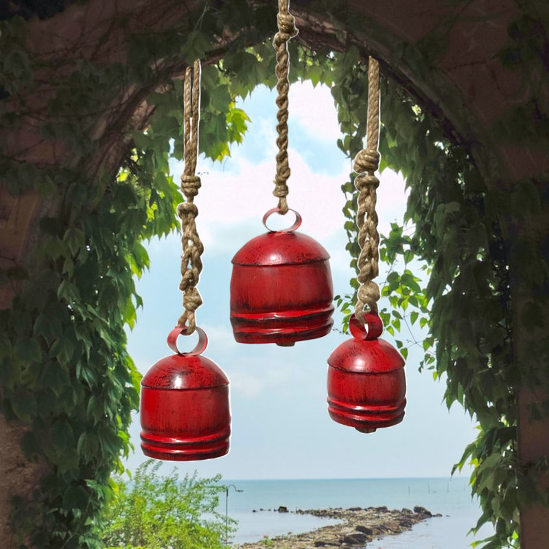 Ensemble de 3 cloches de pompier en rouge