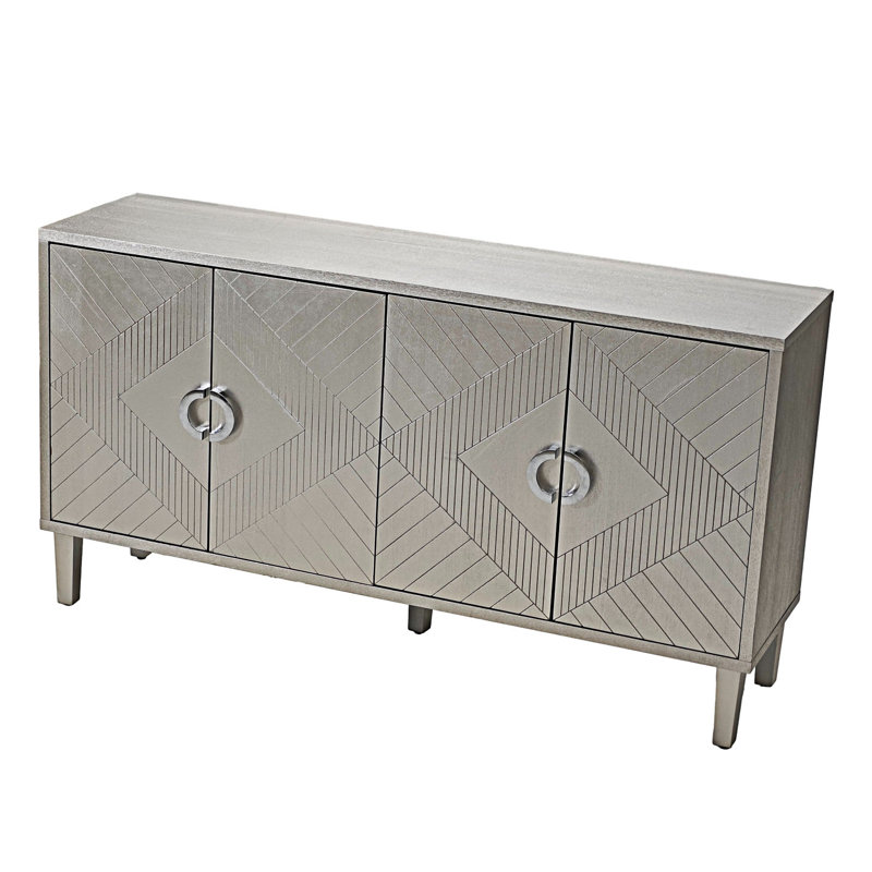 Stylish and Functional 4-Door Storage Cabinet with Pine Legs and MDF, for Living Room Bedroom,and Kitchen, null
