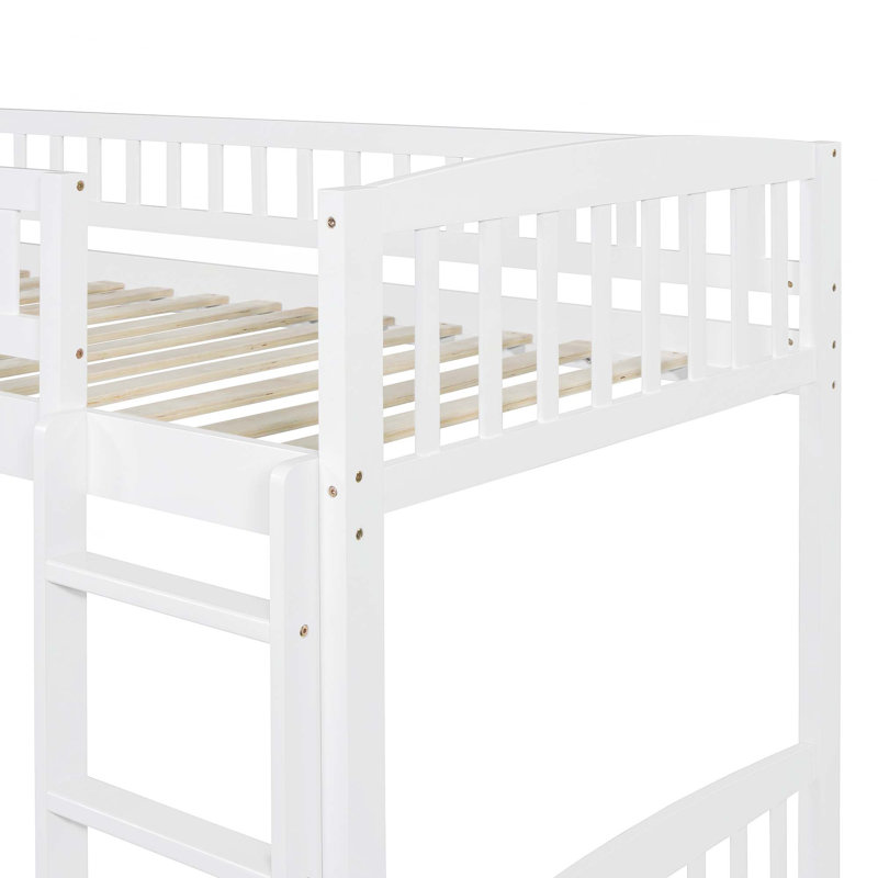 Lit mezzanine simple avec glissoire et échelle, blanc