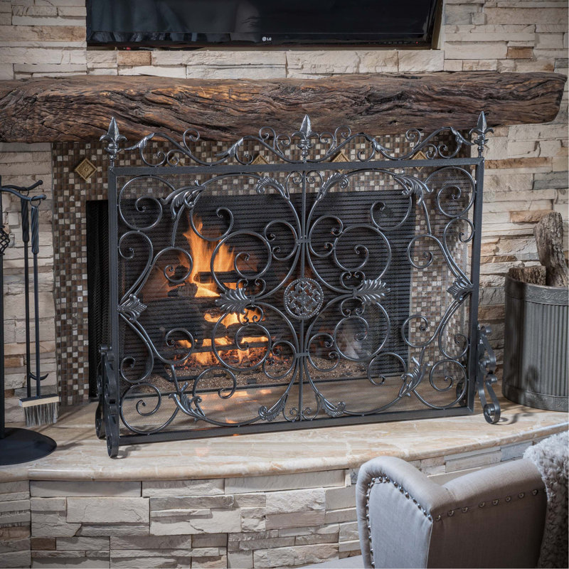 WILMINGTON FIREPLACE SCREEN, Black/Silver