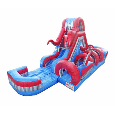 JumpOrange Ocean Battle Water Slide & Obstacle Course – Left Entrance (with Blower and Pool)