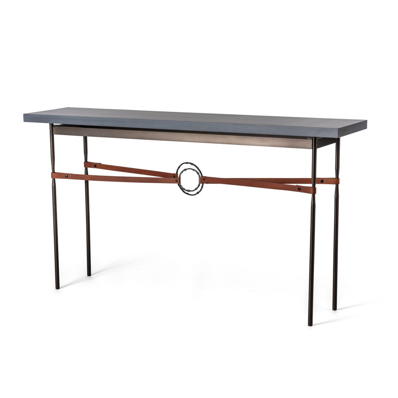 Console Equus, Argenté, Argenté, Cuir noir