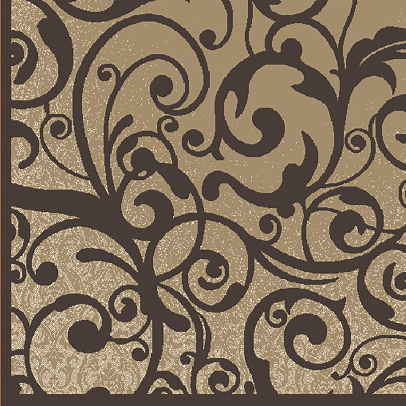 Tapis floral brun / brun clair / beige Aashild, Rectangle 7 pi 10 po x 10 pi 6 po
