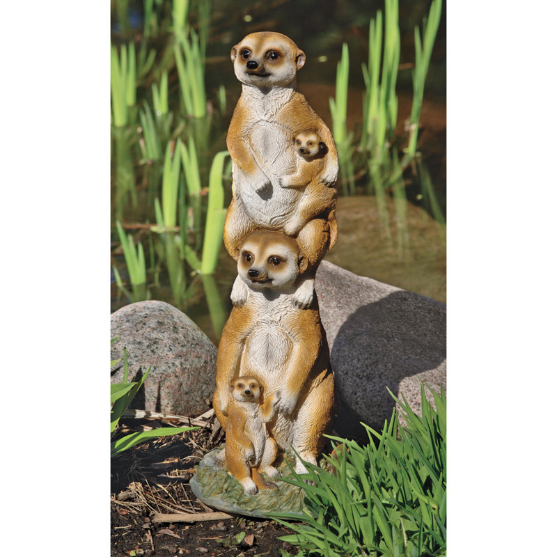 Hand-Painted Resin Meerkat Family Garden Statue