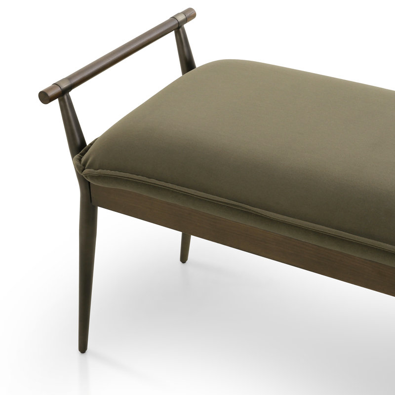 Charlotte Upholstered Bench, Modern Velvet Loden