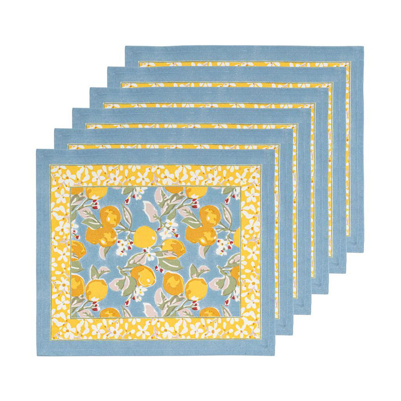 Aazad Citron Mats - 15" x 18", Blue/Yellow