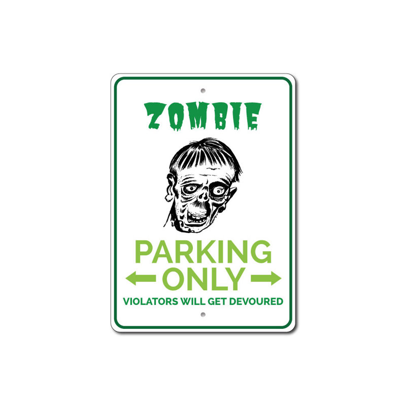 Enseigne en aluminium Zombie, H 14 po x l 10 po x P 0,04 po