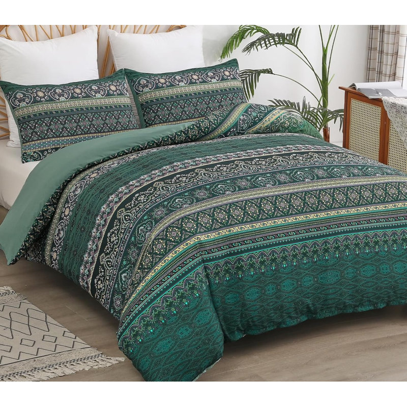 Polyester Floral Duvet Cover, Green Floral