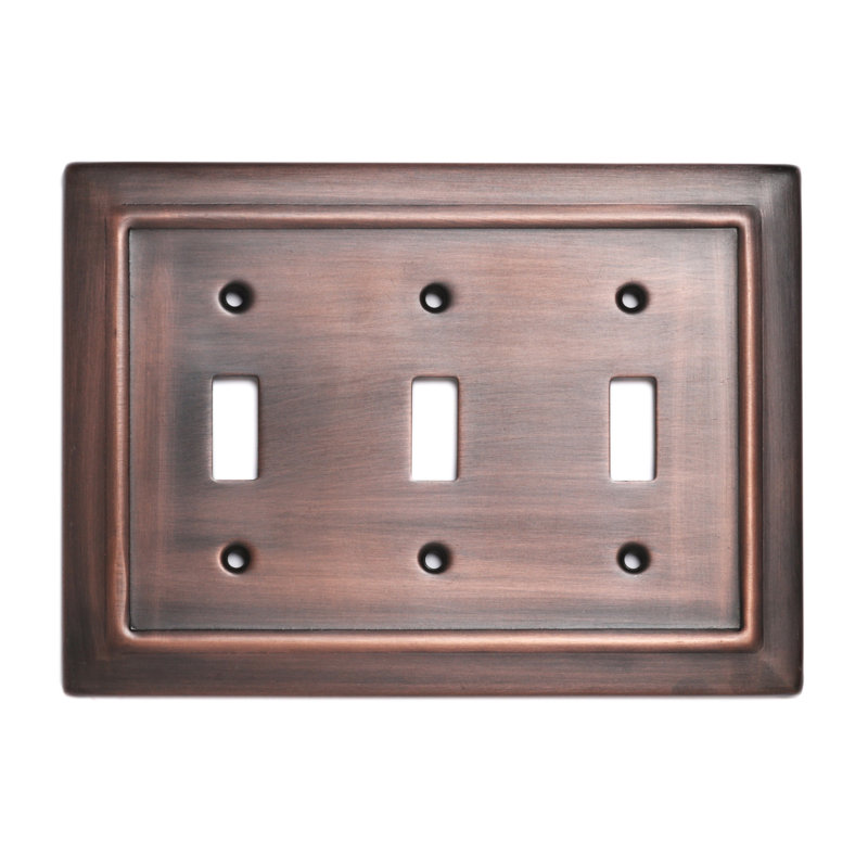 Architectural 3 - Gang Toggle Light Switch Standard Wall Plate, Copper
