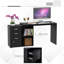 Bureau d'ordinateur droit en forme de L avec rangement, table de bureau à domicile, noir