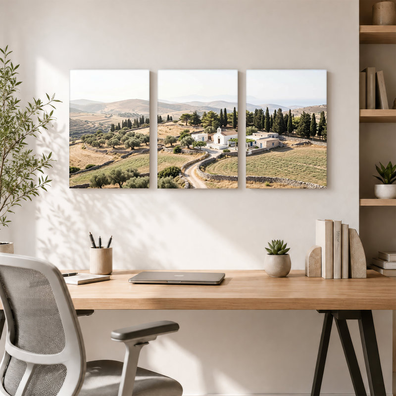 "White Chapel" avec cyprès et Rolling Hills, ensemble de 3 toiles, 18"H x 12"W x 3pcs