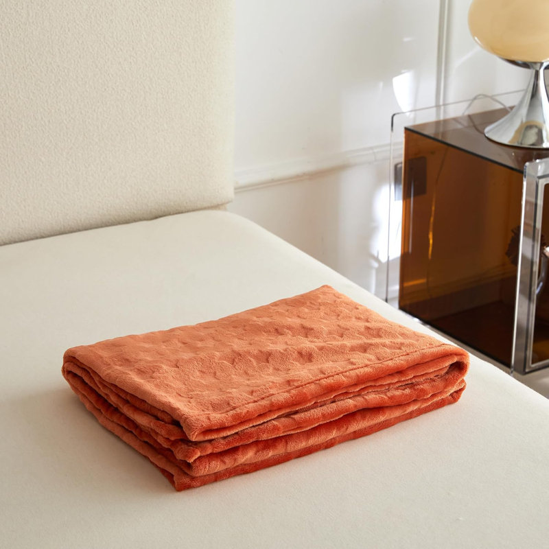Jeté pour couvertures douces et moelleuses pour femmes, Orange brûlé