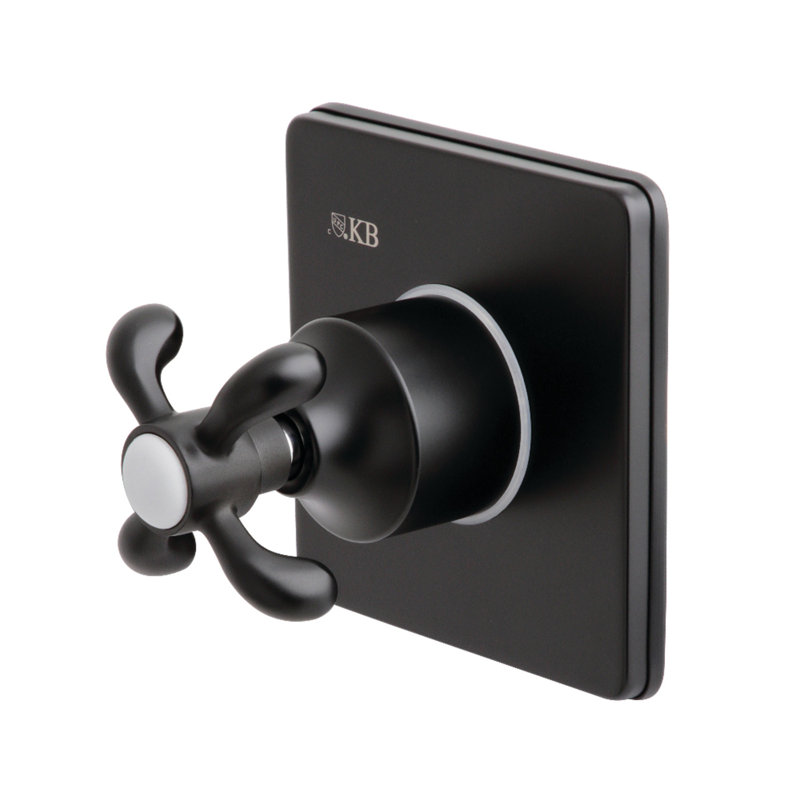 Kingston Brass Single-Handle Wall Mount Three-Way Diverter Valve with Trim Kit, Matte Black