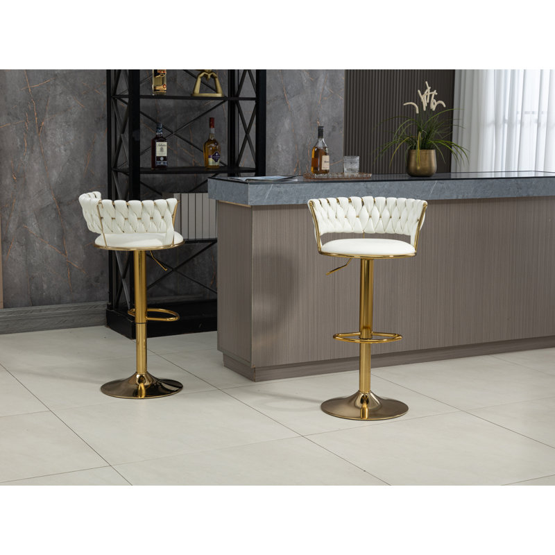 Tabourets de bar réglables en cuir PU de style moderne et chic pour la cuisine et la salle à manger