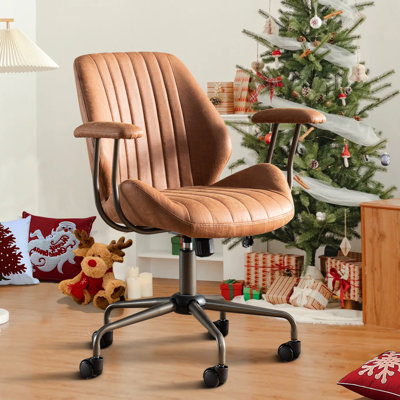 Aiken Rayniya Ergonomic Suede Executive Task Chair with Padded Arms, Swivel & Tilt, for Home Office
