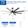 72'' Indoor Smart Black Ceiling Fan With Led Light And App Remote Control