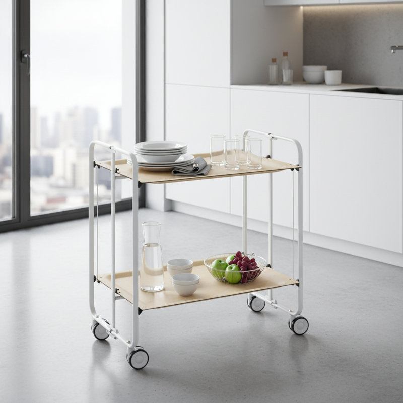 Mald Serving Cart, Grey, Beech