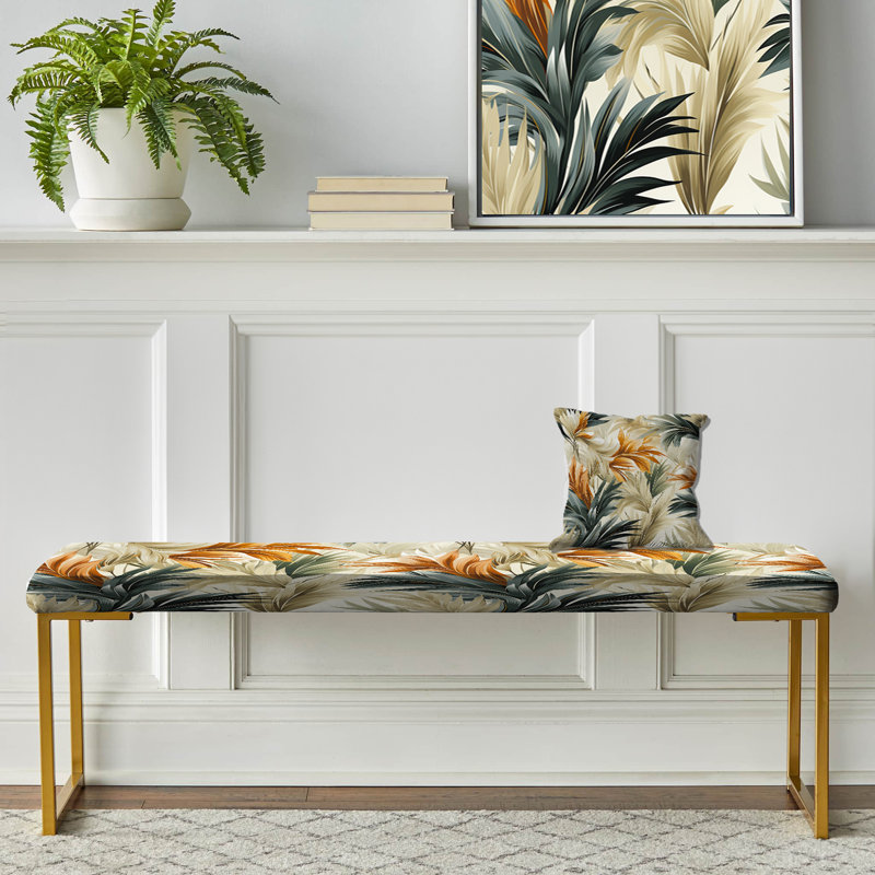 Éléments naturels motif tropical - banc rembourré doré Tropical