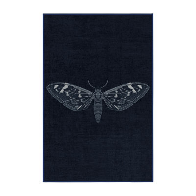 Soft Plush Fellman Halloween Modern & Contemporary Abstract Area Rug in Gray – Navy Binding
