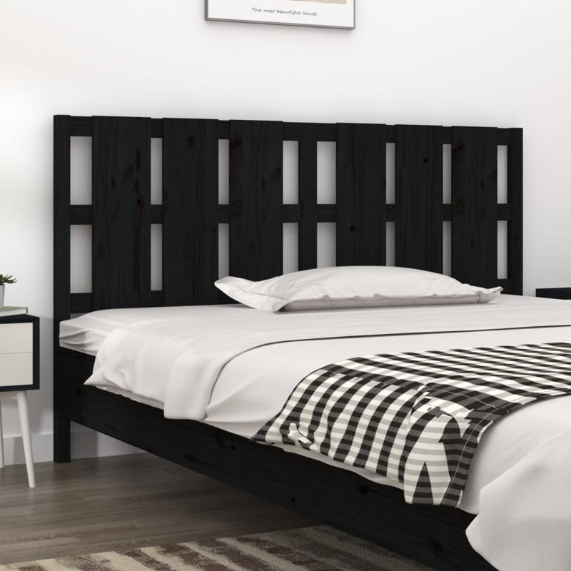 Dishon Solid Wood Headboard, Small Double (4'), Black