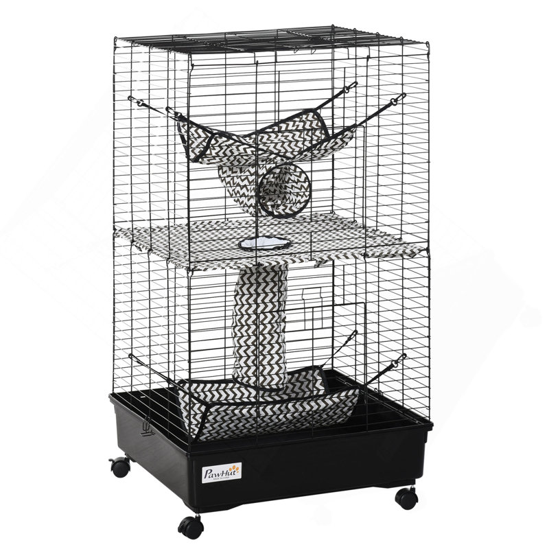 Cage à furet 42 "avec freins à roues, hamacs