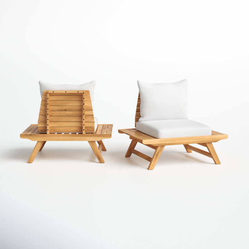 Middleton Patio Chair with Cushions, Teak Frame/White Cushion
