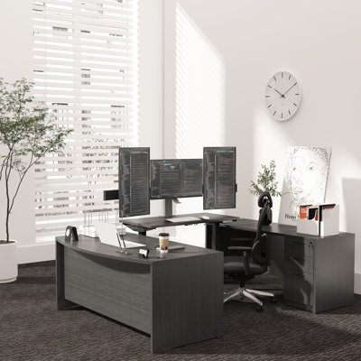 Adjustable Height U-Shaped Iron Desk