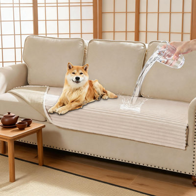 Waterproof Pet Sofa Cover, Soft Fluffy Faux Fur Couch Cover, Non-Slip Anti-Scratch Furniture Protector, Machine Washable Sofa Slipcover, 35×71 Inch