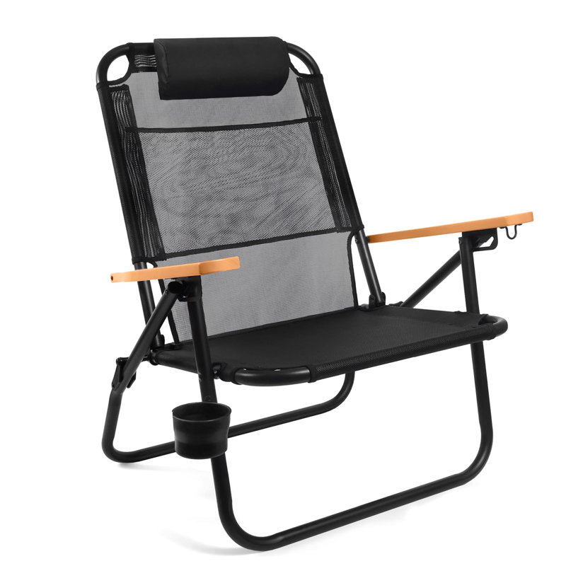 Chaise de plage à dos pour adultes, Noir / Noir